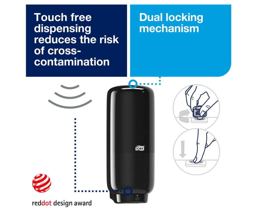 Tork Intuition™ Sensor Black Skincare Dispenser (4.45 in. x 10.94 in. x 5.12 in., 4/Case)